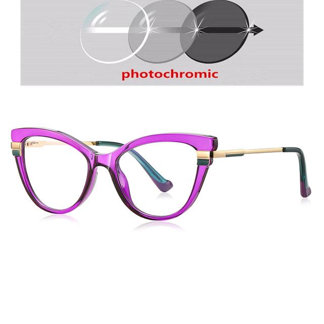 Очки для близорукости с фиолетовой оправой «кошачий глаз» для женщин, весенние шарниры, студенческие очки для близорукости от 0 до 0,5-0,75 до-6,0
