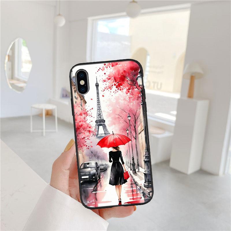 BF87 Париж Эйфелева башня Мягкий чехол для телефона iPhone 16 15 14 13 12 Pro Max Plus Mini