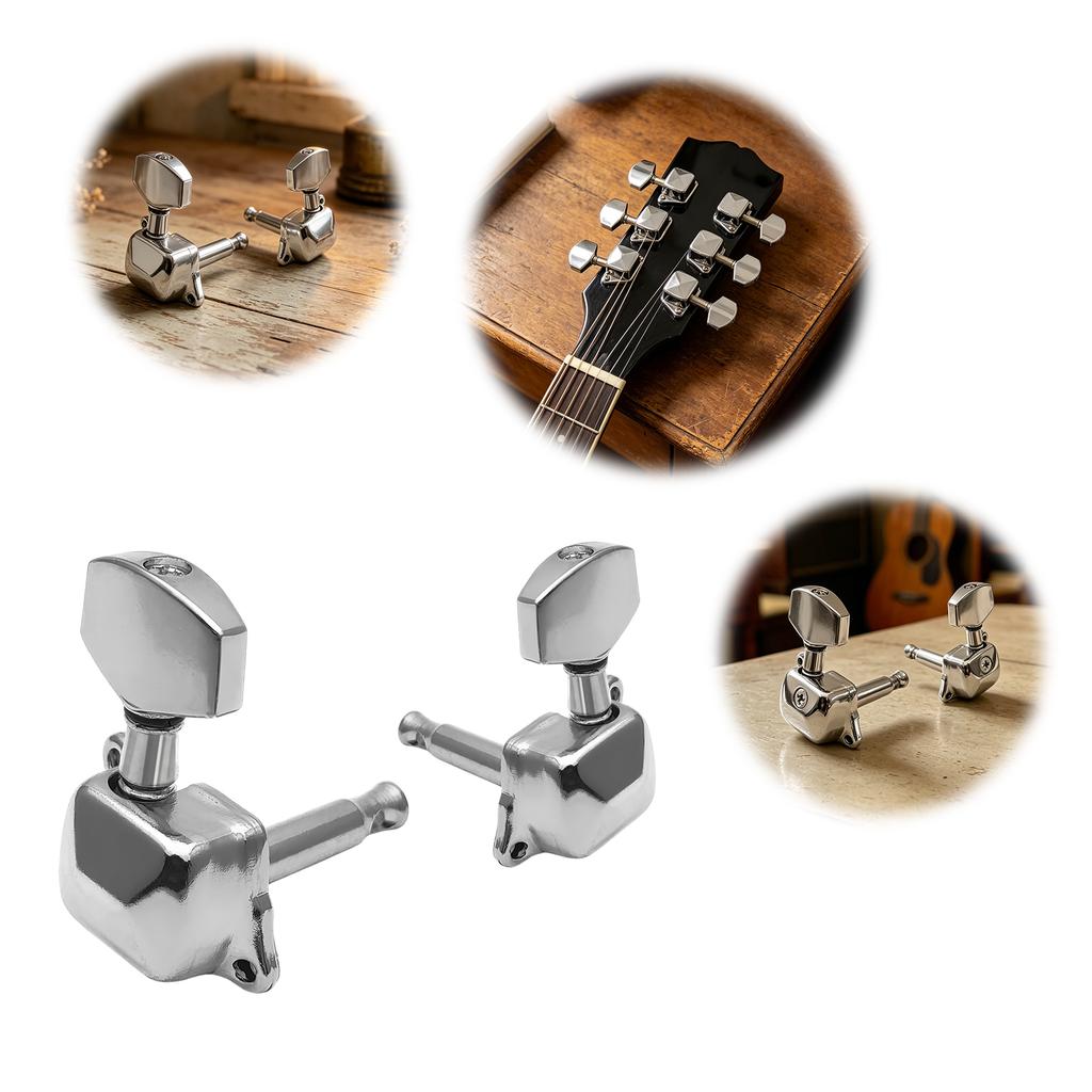 6Pcs Semi-Closed Guitar String Tuning Pegs Zinc Alloy Acoustic Guitar Tuners Guitar String Tuning Keys for DIY Parts