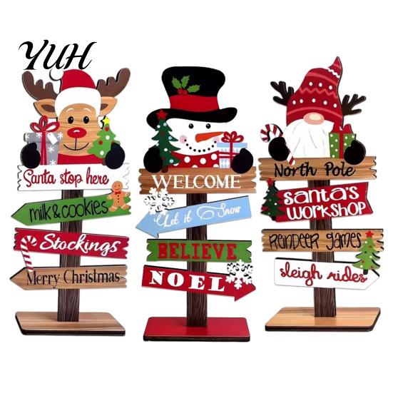 Christmas Home Accents Table Decoration, Rustic Wooden Tabletop Sign, Vintage Farmhouse Decorative Decor Desktop Plaque for Holiday Party Tiered Tray,