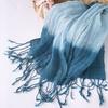 Gradual Change Color Hanging Dye Scarf Japanese Literary And Artistic Versatile Temperament Fringed Hemp Silk Scarf Women Solid Color Linen Scarf