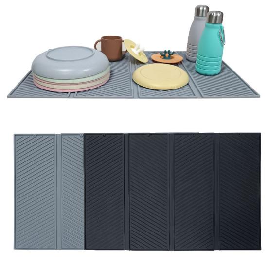 Большой силиконовый дренажный коврик, безопасная кухонная подушка с дренажным ковриком с приподнятым краем для аккуратных столешниц