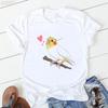 Cute Cockatielsparrot Bird Lovers Print T Shirt Girls Sunflower Flowers Tshirt Unisex Harajuku Kawaii Clothes Summer Tops Tee