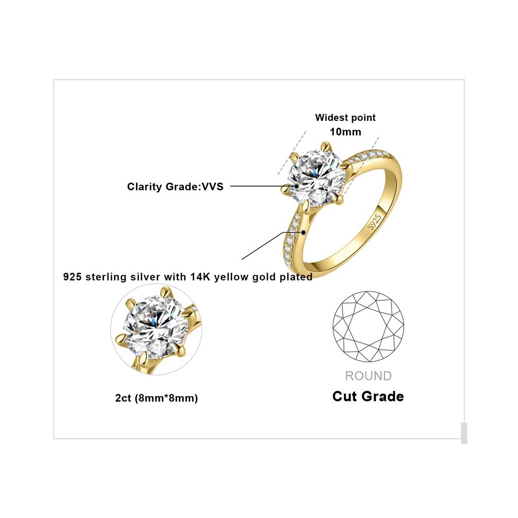 JewelryPalace Муассанит D 0,5 карата 1 карат 1,5 карата 2 карата 3 карата Круглый S925 Серебро Свадебное Обручальное кольцо для женщин
