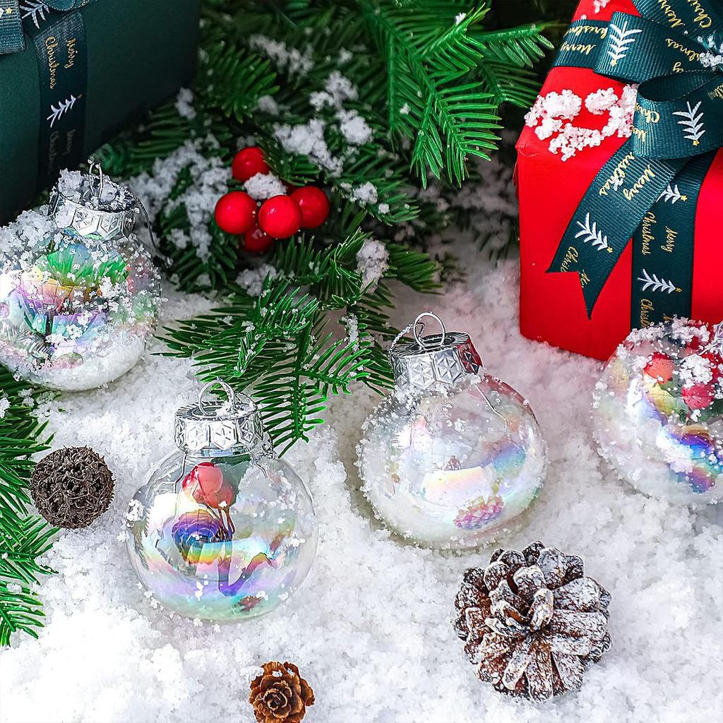 Christmas Dazzling Hanging Ball Vibrant Color Fillable Baubles for Christmas Tree Wreath Decor