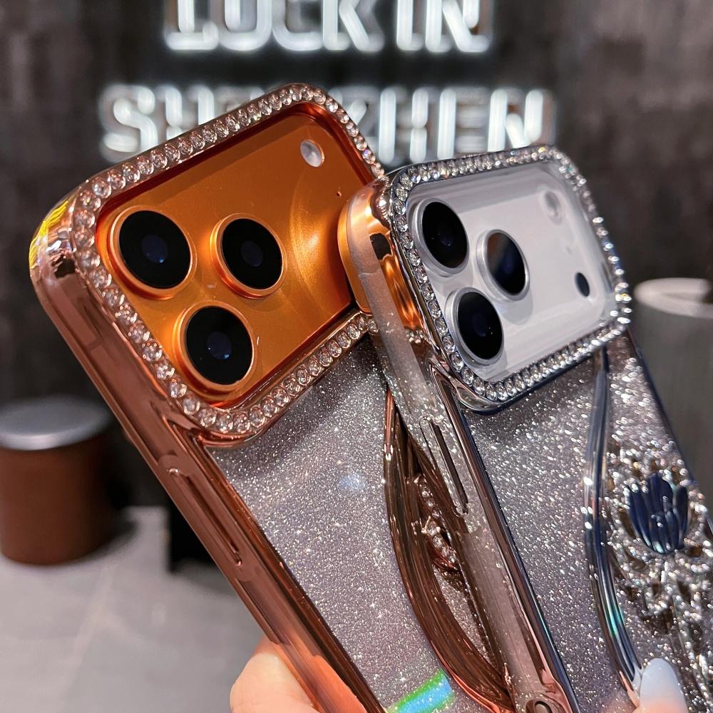 Градиентный чехол для телефона с блестками для Apple IPhone 12 13 14 15 16 17 Pro Max Air Plus Алмазные Цветы Покрытие Роскошные Чехлы Женские