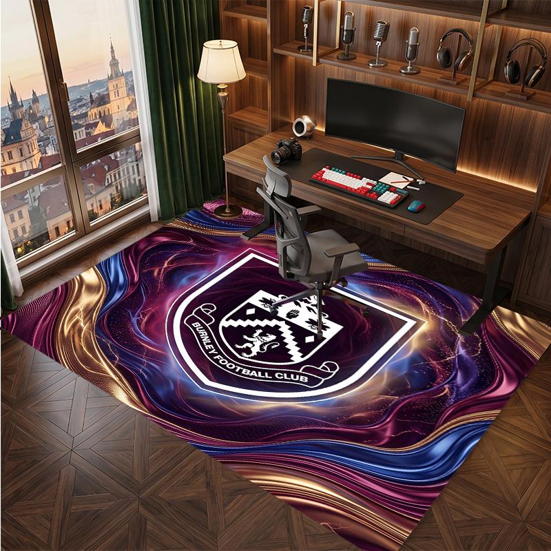 Burnley Football Print Crystal Velvet Rug, Comfortable Water Absorbent Non Slip Indoor Floor Carpet