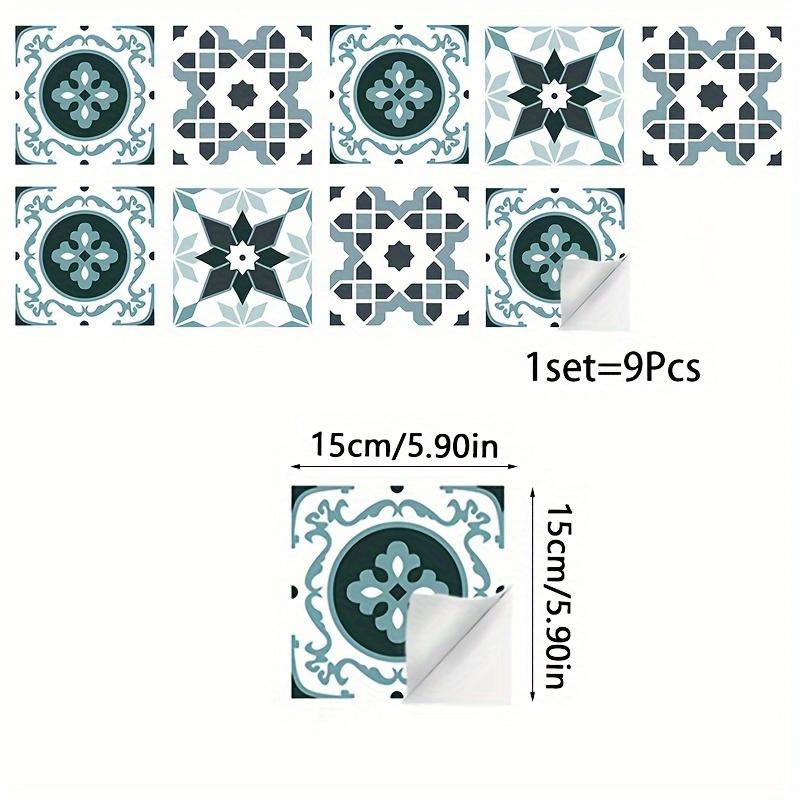 1 комплект из 9 шт. Наклейки на стену для ванной комнаты с креативным узором, имитирующие плитку - самоклеящиеся наклейки для кухни, противообрастающие, наклейки для плитки, наклейки для стен в стиле пил-энд-стик