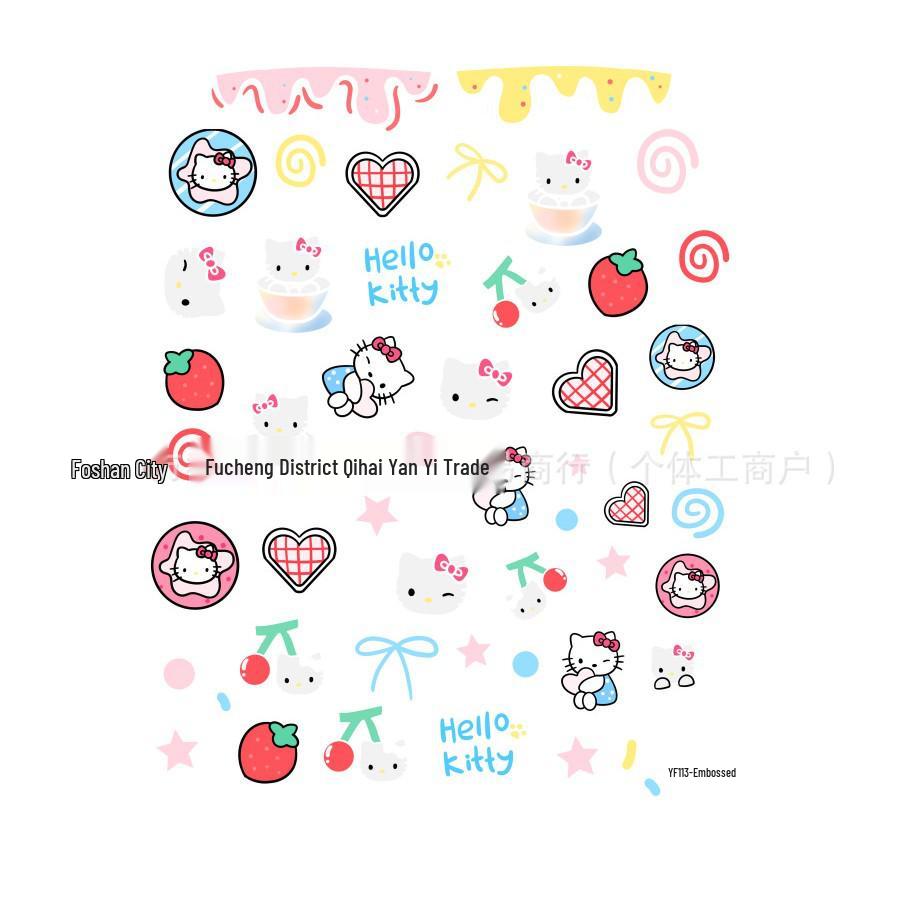 3D тисненые наклейки для ногтей Hello Kitty - Милый розовый мультяшный дизайн кошки