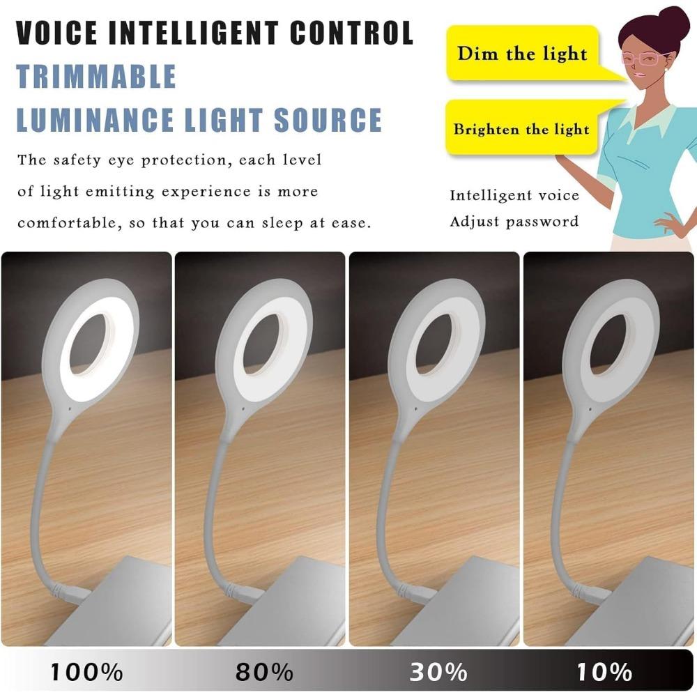 USB Light USB Lamp Smart Desk Lamp with Voice Activated Control 3 Color Changing Dimmable LED Reading Light