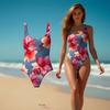 Женский пляжный купальник tie-dye D-принт европейский и американский летний слитный купальник
