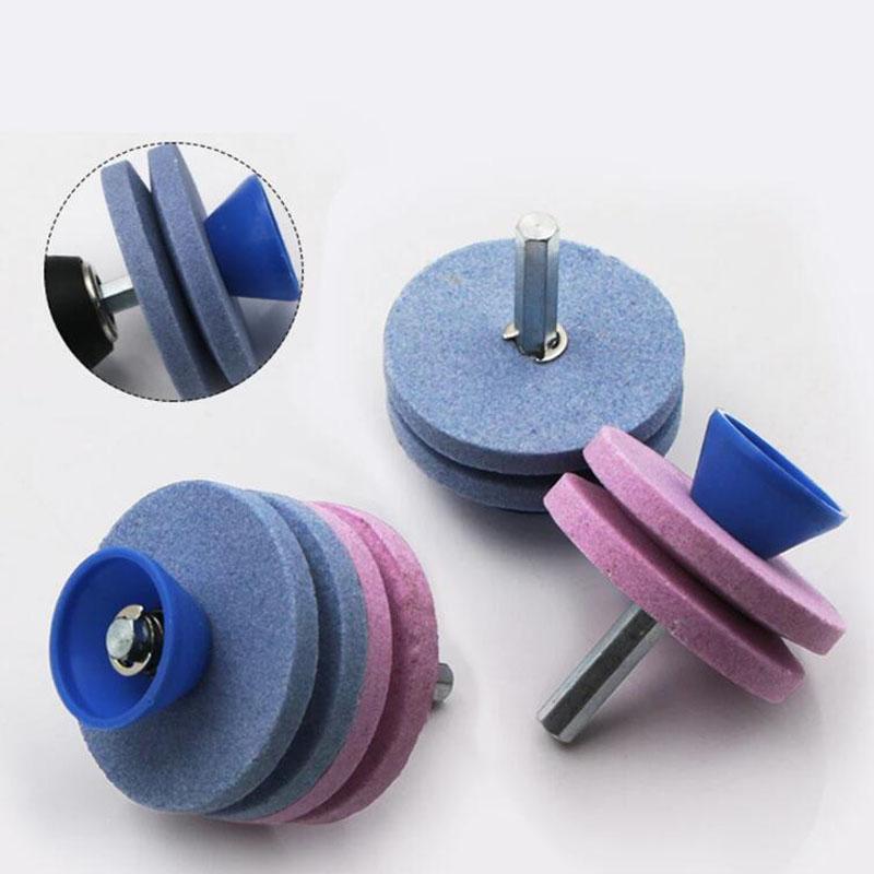 Точилка для газонокосилки 56 мм, четырехслойный точильный камень, точилка для лезвий газонокосилки, двойное шлифовальное сверло, универсальное шлифовальное сверло, порезы