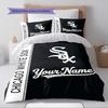 Name Custom Chicago White Sox Logo Pattern Bedding Set Quilt Cover Pillowcase Home Decor Gift (1 * duvet cover + 2 * pillowcase, without core)
