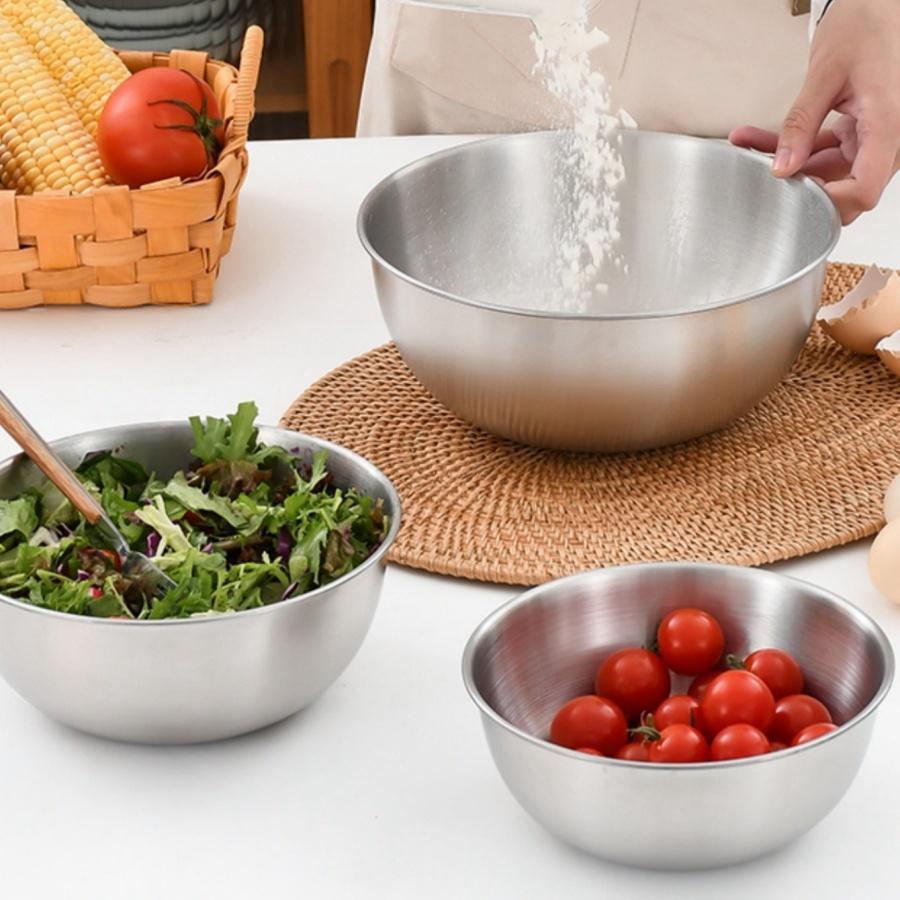 17-25cm Stainless Steel Gold And Silver Salad Bowl Rice Noodles Lamian Noodles Bowl Kitchen Tableware Food Container