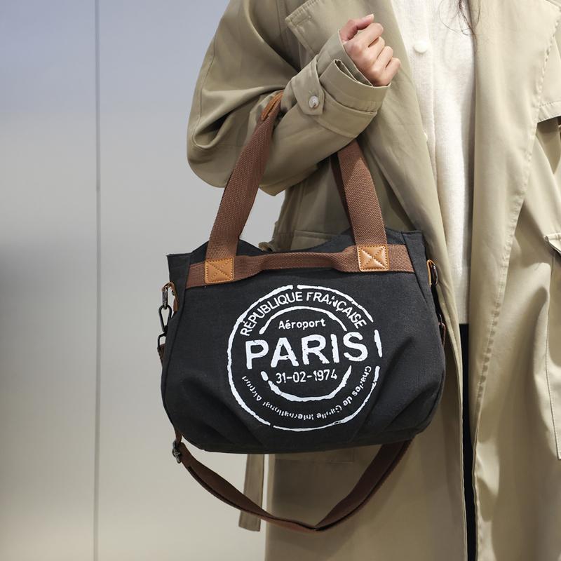 Женская винтажная минималистичная сумка-кроссбоди маленького размера для поездок на работу, в школу, для путешествий, с принтом Paris, сумка-тоут большой вместимости с молнией, на плечо