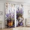 2 шт. шторы с принтом лаванды в горшках, подходят для спальни, гостиной, домашнего декора, комплект штор для гостиной, оконная штора