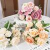 Artificial Flowers Decor 7 Heads Silk Peony Rose Hydrangea Bouquet Home Christmas Party Decorations Wedding Bride Fake Flowers