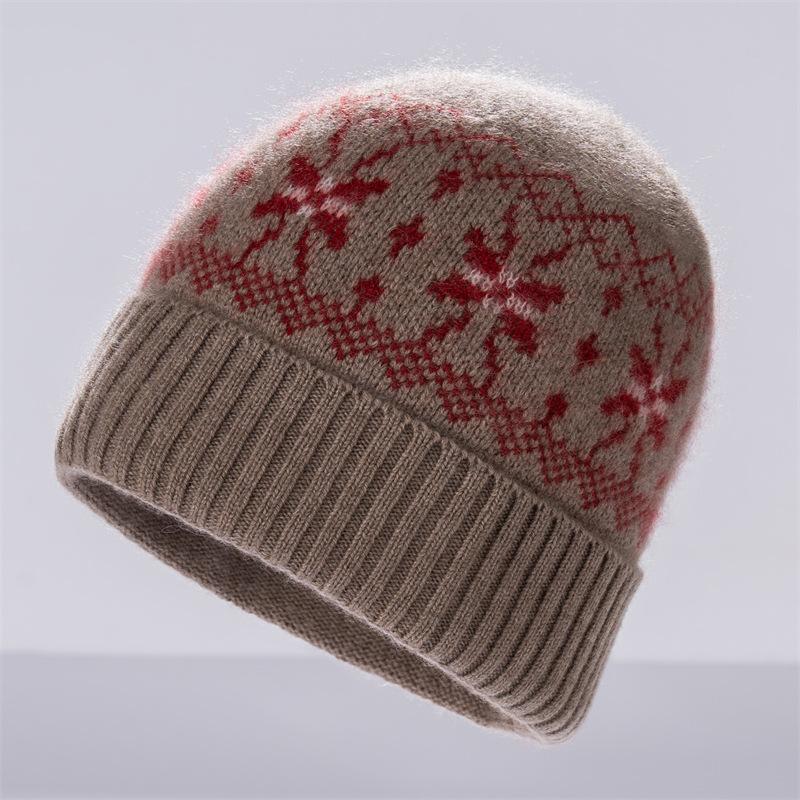 Fair Island wind jacquard cashmere hat thickened knitted hat men's and women's autumn and winter giant thermal ear protector wool hat