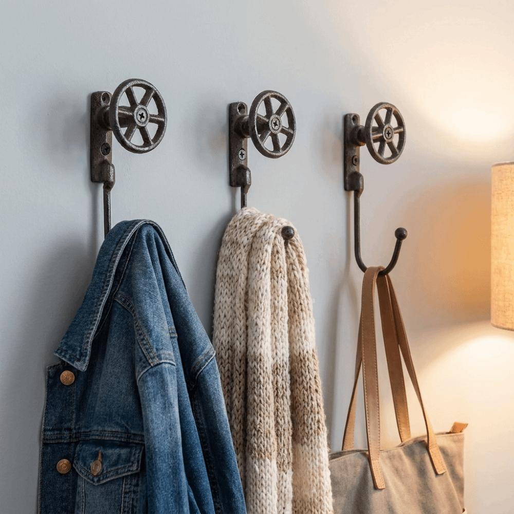 Iron Wall Hanging Hook Rustic Coat Hanger Retro Key Organizer Courtyards