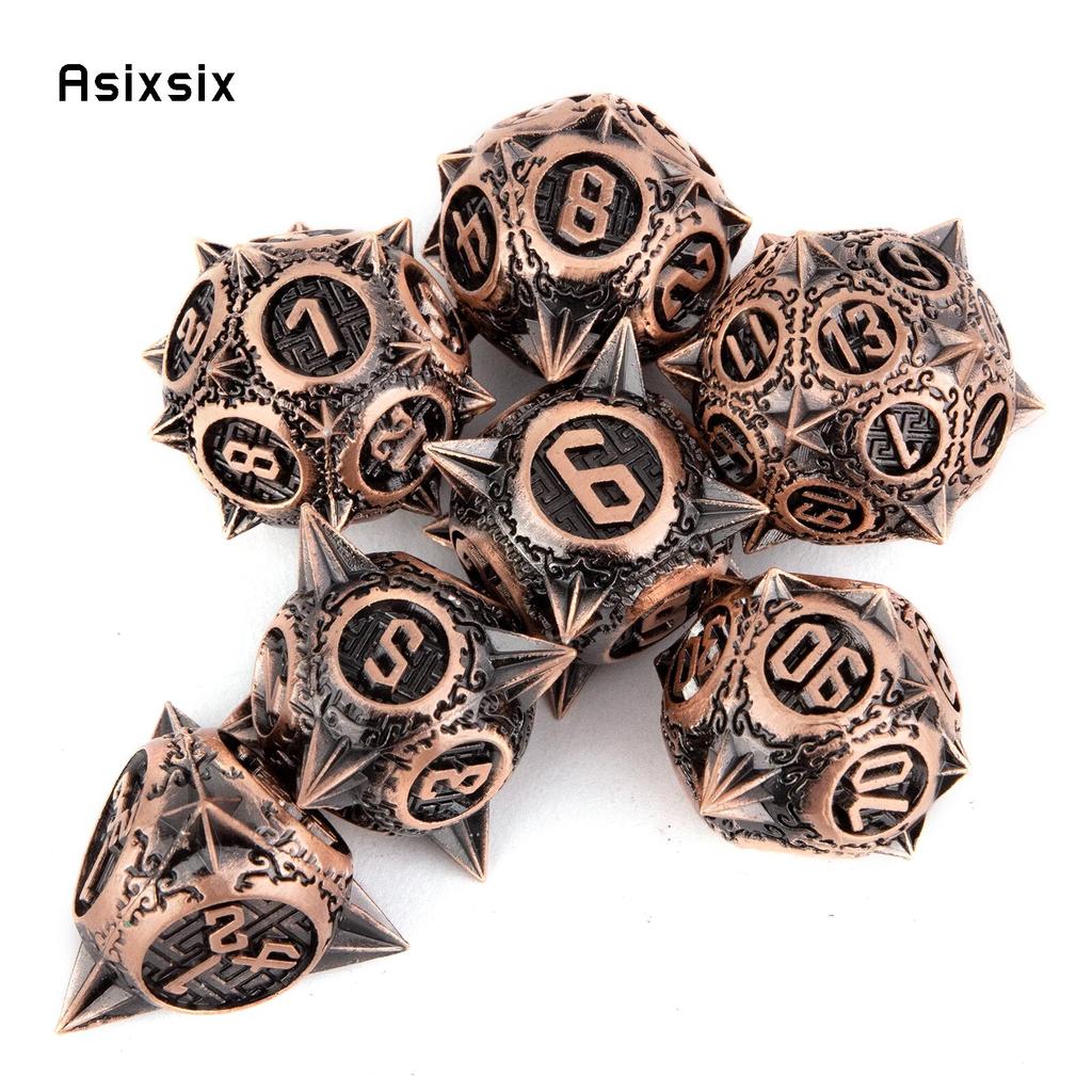 7 шт. сферические металлические кубики с острыми углами, набор цельных металлических многогранных кубиков, подходящий для ролевой игры, настольной игры, карточной игры