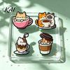 Zinc Alloy Brooch Cartoon Coffee Cup Cat Brooch, Kitten Enamle Lapel Pin, Animal Daily Outfit Theme Badge, Clothing Accessories for Lovers Jackets