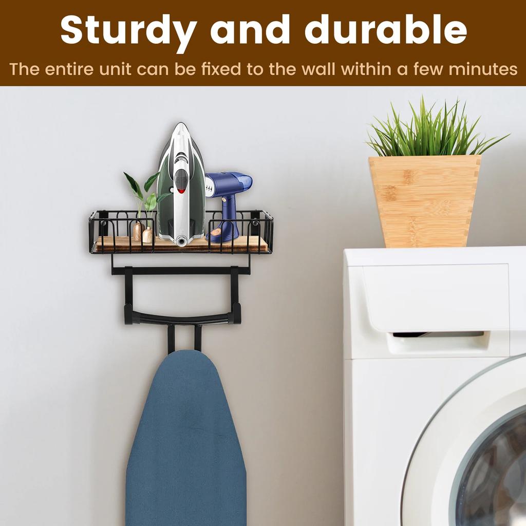 Подвеска для гладильной доски для настенного крепления Т-образной формы, держатель для гладильной доски с деревянным основанием для хранения, несущий, со съемными крючками, новый