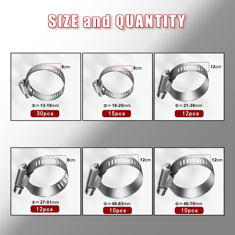 10-30pcs Hose Clamps Stainless Steel Adjustable Worm Gear Pip Tube Tool For Water Pipe Plumbing Fuel Line Intercooler