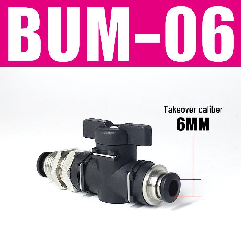 Pneumatic BUC-6-10 Hand Valve: 8mm Air Hose, 12mm Manual Straight Valve with Quick Connect Fitting