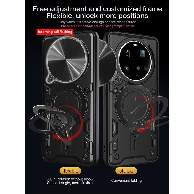 Нажимное окно магнитное кольцо подставка бронированный противоударный чехол для Xiaomi 15 Ultra держатель из сплава подставка ПК слайд объектив камера чехол для Mi 14 Pro 13 15 Ultra