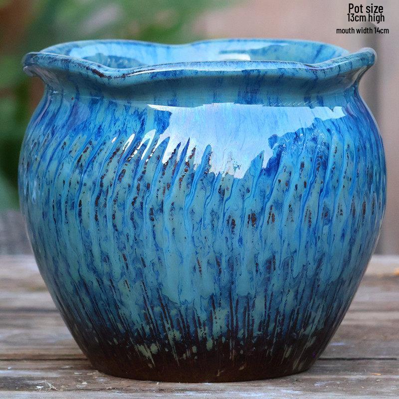 Large Ceramic Terracotta Flower Pot for Balcony and Living Room - Ideal for Succulents, Orchids, Green Radish, and Plants