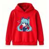 Kids Boys Girls Casual Pullover Hoodie, Cute Chibi Anime Character Print Long Sleeve Lightweight Loose Hooded Sweatshirt for Daily Wear Streetwear