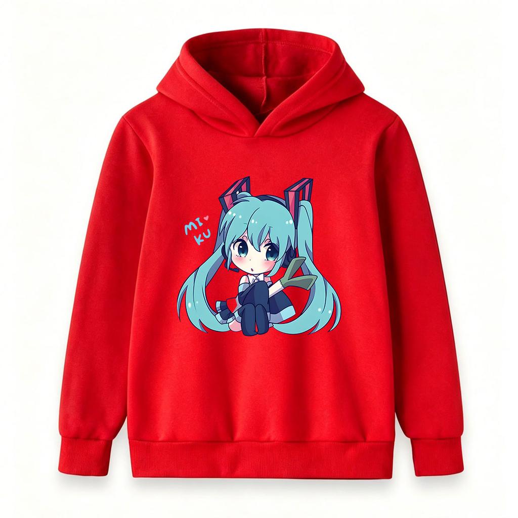 Kids Boys Girls Casual Pullover Hoodie, Cute Chibi Anime Character Print Long Sleeve Lightweight Loose Hooded Sweatshirt for Daily Wear Streetwear