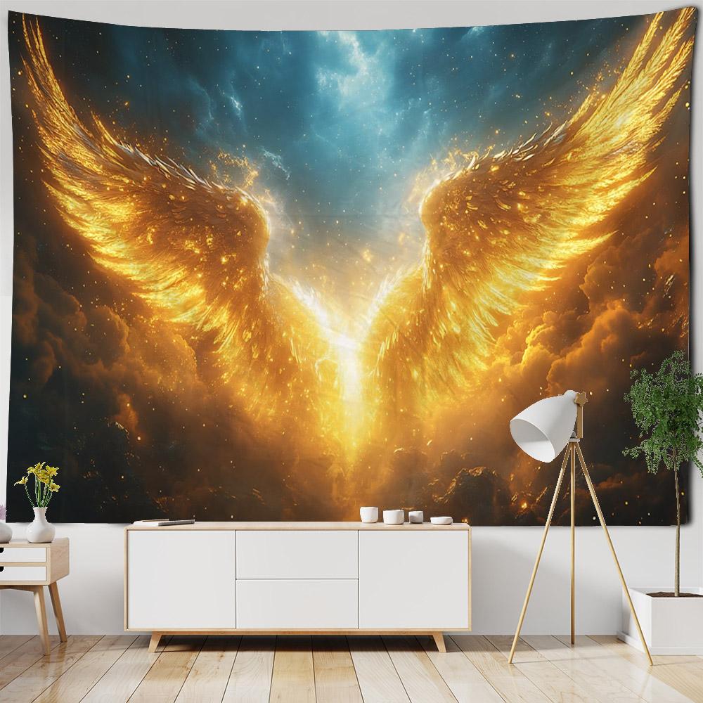Dreamy Wing Cartoon Starry Sky Tapestry Wall Hanging Art Decor for Children's Room Yoga Mat Sofa Cover Home Bed Sheets