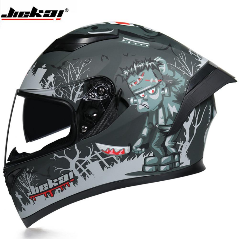 Jiekai Electric Motorcycle Helmet Men's and Women's Full Helmets Double Lenses Full Overlay Street Car Bluetooth Universal In All Seasons