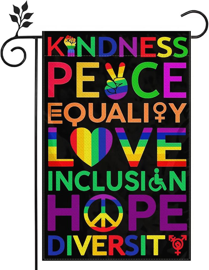 Pride Garden ag for in This House We Believe Science Is Real Black Lives Matter Vertical Double Sided 12x18 inch Indoor Ya