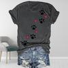Women Summer T Shirt Print Cute Dog Claw Short Sleeve Tees Casual Printed Tops