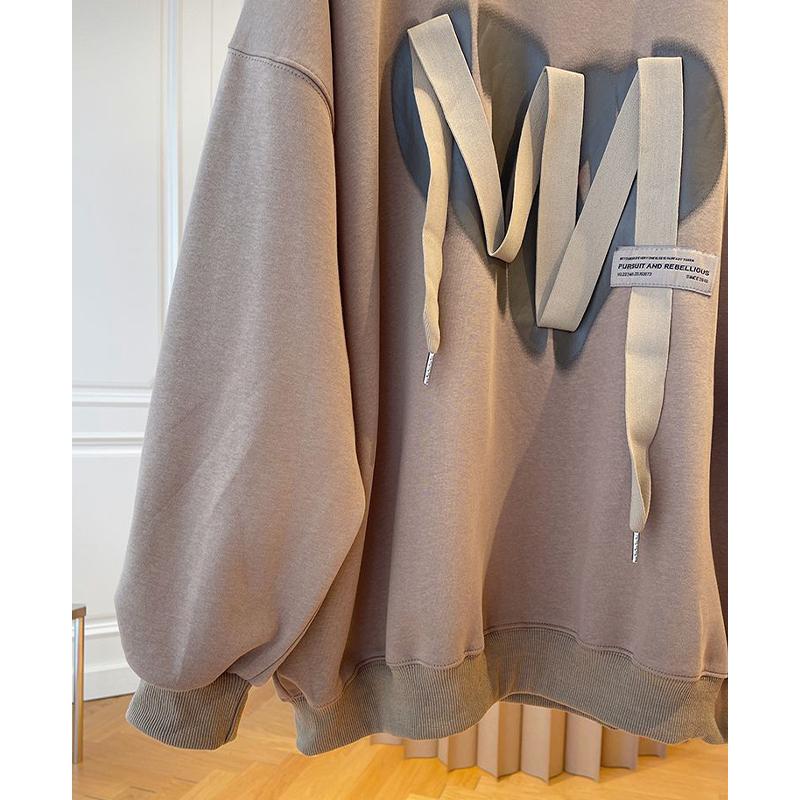 Женская толстовка модная лента свободный повседневный топ с круглым вырезом плюс размер пуловер