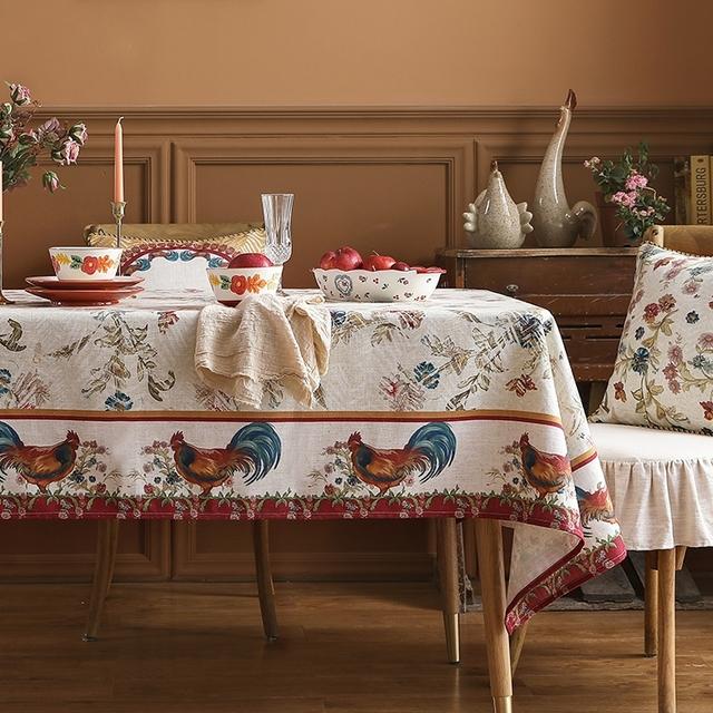 Floral Coffee Table Tablecloth American Pastoral Dining Table Tablecloth Rectangular Round Linen Tablecloth Fireplace Countertop