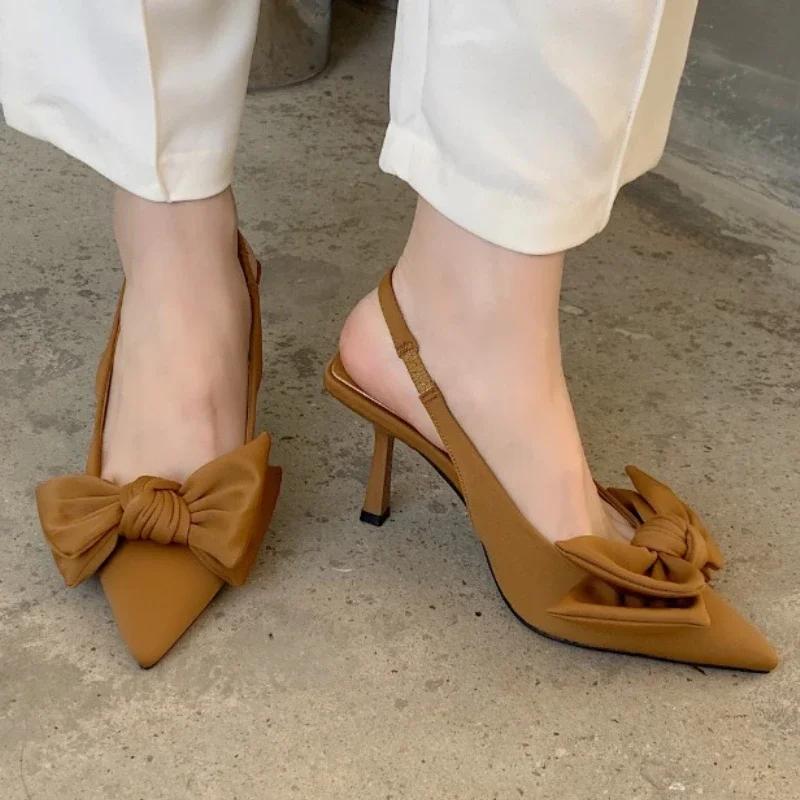 Женская обувь Акция Новая мода эластичный ремешок женские туфли на высоком каблуке летние остроносые платья туфли на шпильках туфли на шпильках