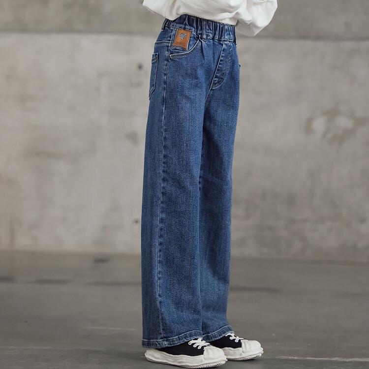 Модные свободные джинсы с широкими штанинами для девочек осень/зима 2023 года с бархатной подкладкой