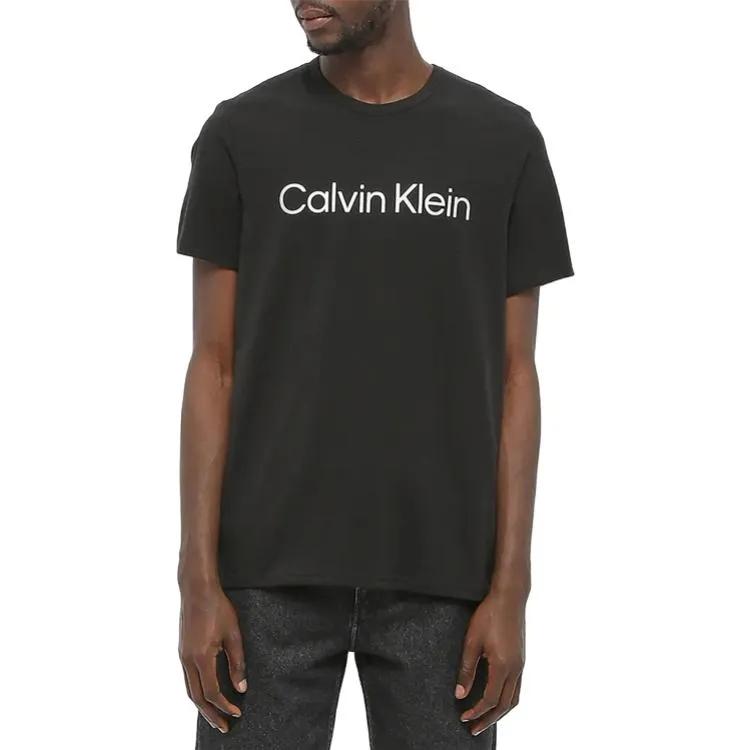 Calvin Klein T-Shirts Men's Black Crew Neck Moderate Straight Fit (Unisex) T-Shirts 000NM2264E UB1