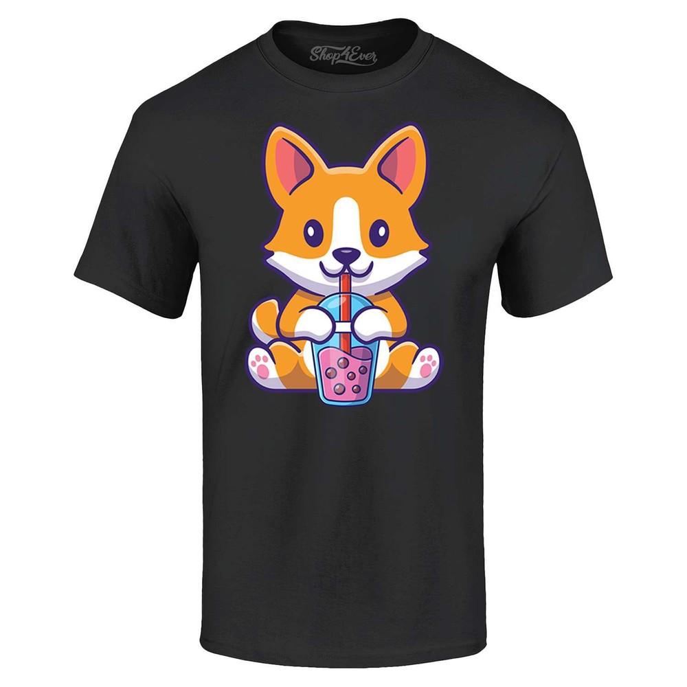 Cute Corgi Drinking Boba Tea Kawaii T-shirt Pet Shirts
