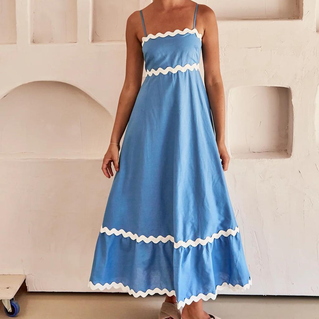 Летний стиль, сплошной цвет, кружево, элегантное платье с лямкой на шее, большие качели, платья
