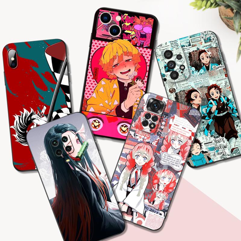 Черный чехол из ТПУ для Samsung Galaxy M53 M13 M62 A12 A22 A32 A42 A52 A72 4g 5g A20S задняя крышка Demon Slayer Kimetsu аниме