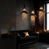 Halloween Witch Hat Hanging Lights 2 Pcs Light Up Black Mesh Chime Glowing Battery Operated Lamp with Cascading Stars for Window Patio Porch