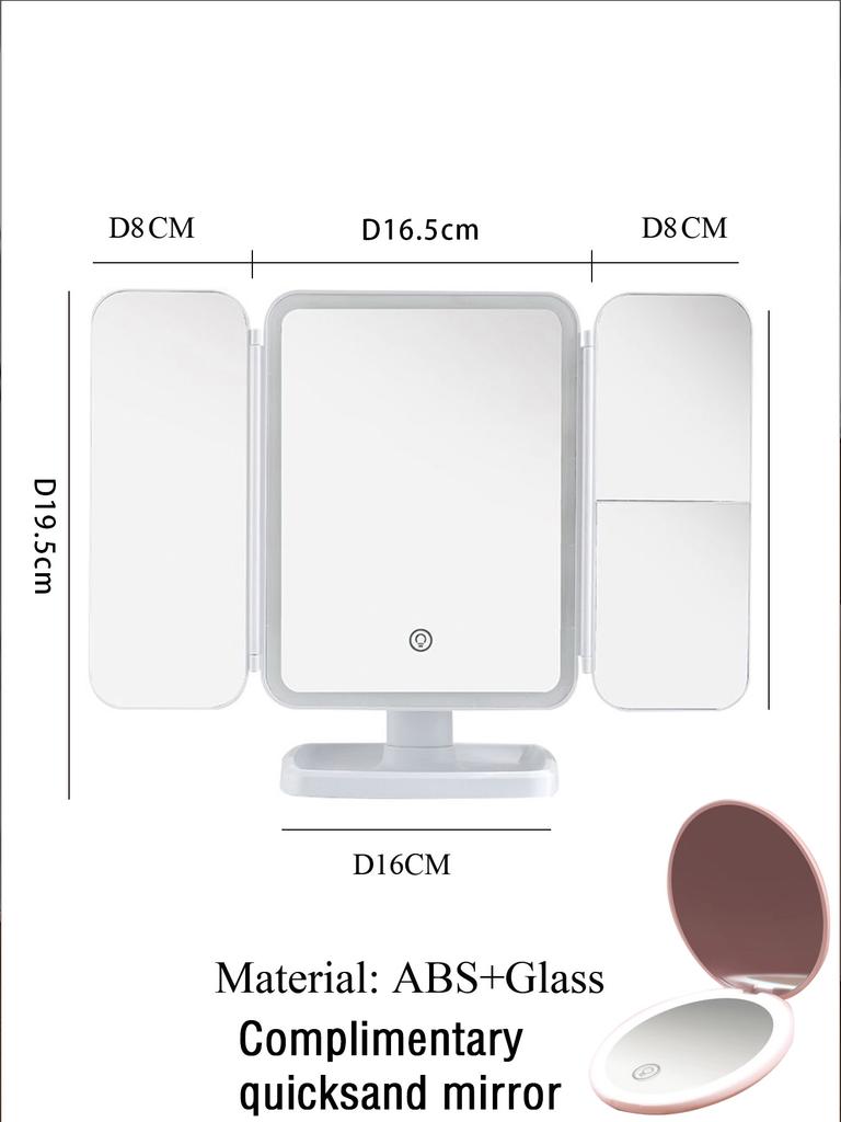 Перезаряжаемое косметическое зеркало со светодиодной подсветкой, 10-кратное увеличительное зеркало, Портативное складное дорожное зеркало, Двустороннее, Зеркало для макияжа