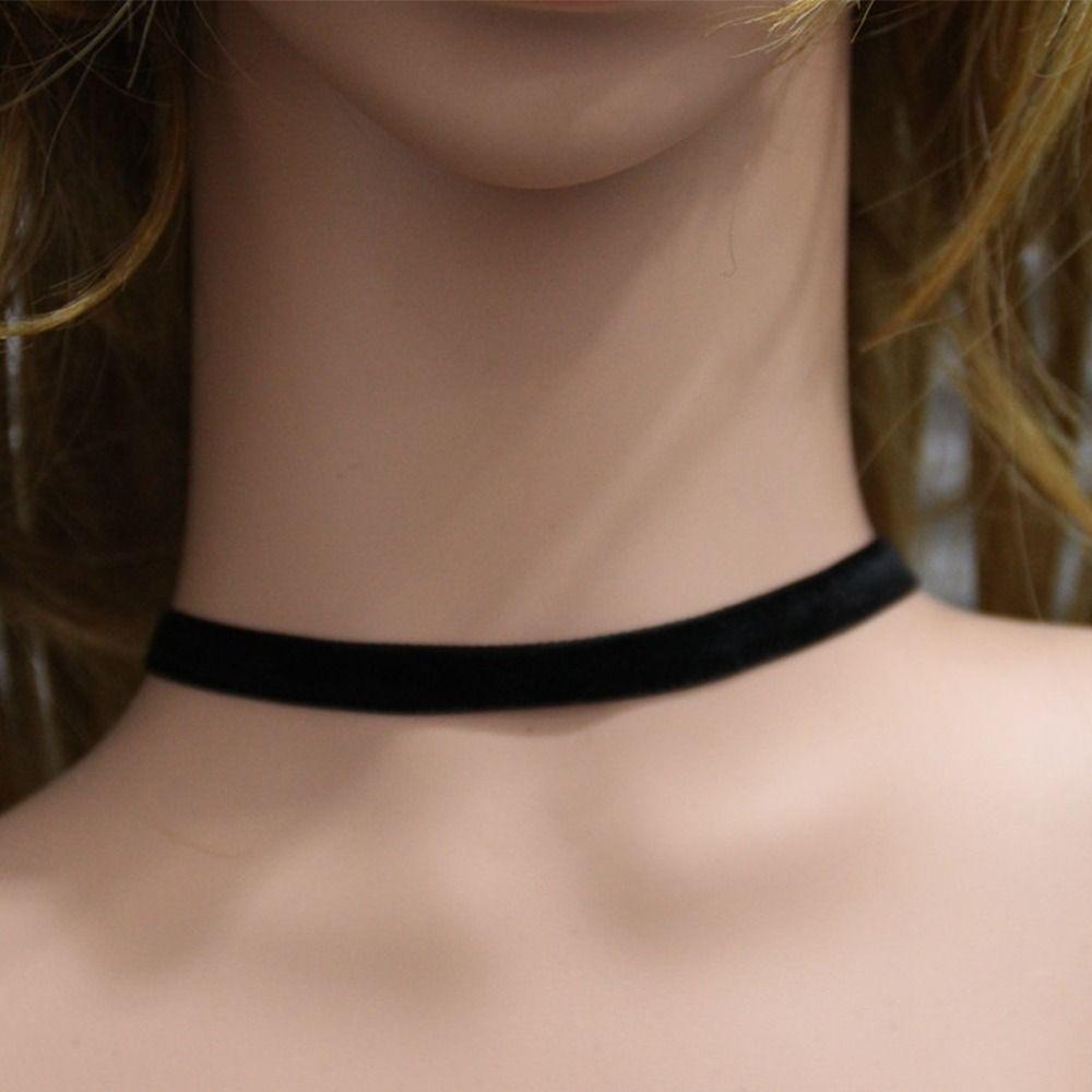 Zinc Zinc Alloy Chain Clavicle Chain Punk Necklace Velvet Collar Korean Style Jewelry Women Choker