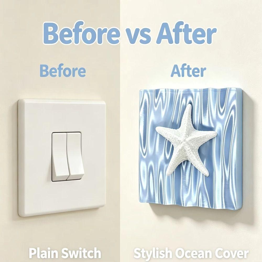 3D Printed Light Switch Protector Blue Water Ripple 3D Printed Switch Cover  House Renovation