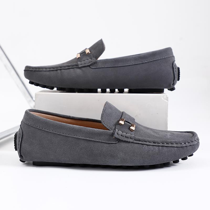 Весна Осень Лидер продаж Мужская замшевая кожаная обувь Массажная подошва Парка Прогулочная обувь Мужские лоферы на плоской подошве Модный красный