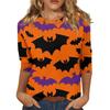 Women's T-shirt Halloween Pumpkin Print Fashion Long Sleeve Round Neck Regular Top Holiday Weekend Spring and Autumn
